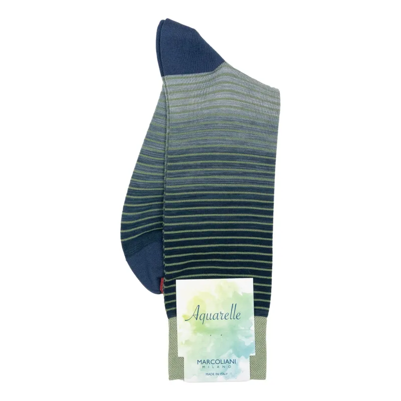 Aquarelle Shaded Stripes Mid-Calf Dress Socks sold by The Andover Shop