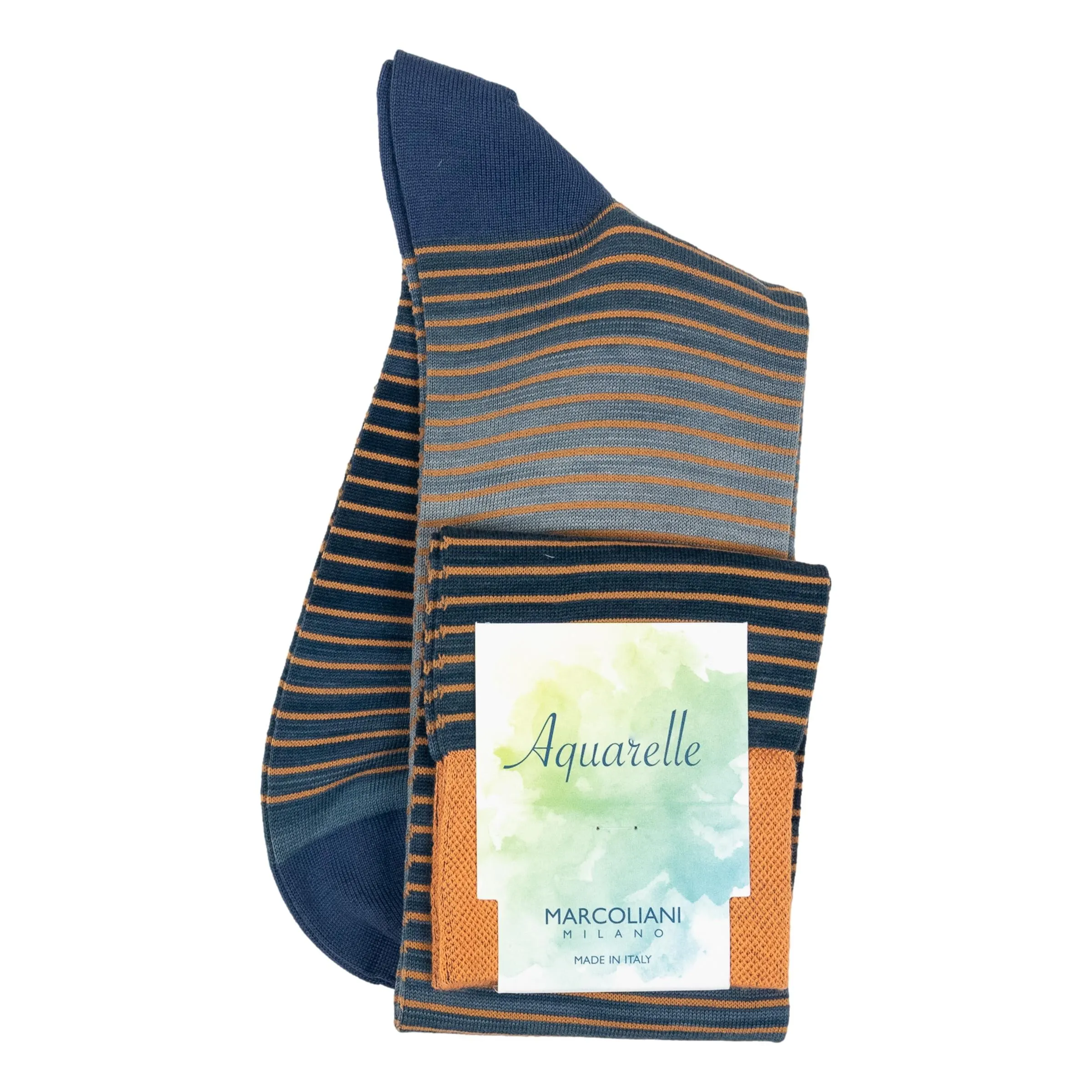 Aquarelle Shaded Stripes Over-the-Calf Dress Socks sold by The Andover Shop