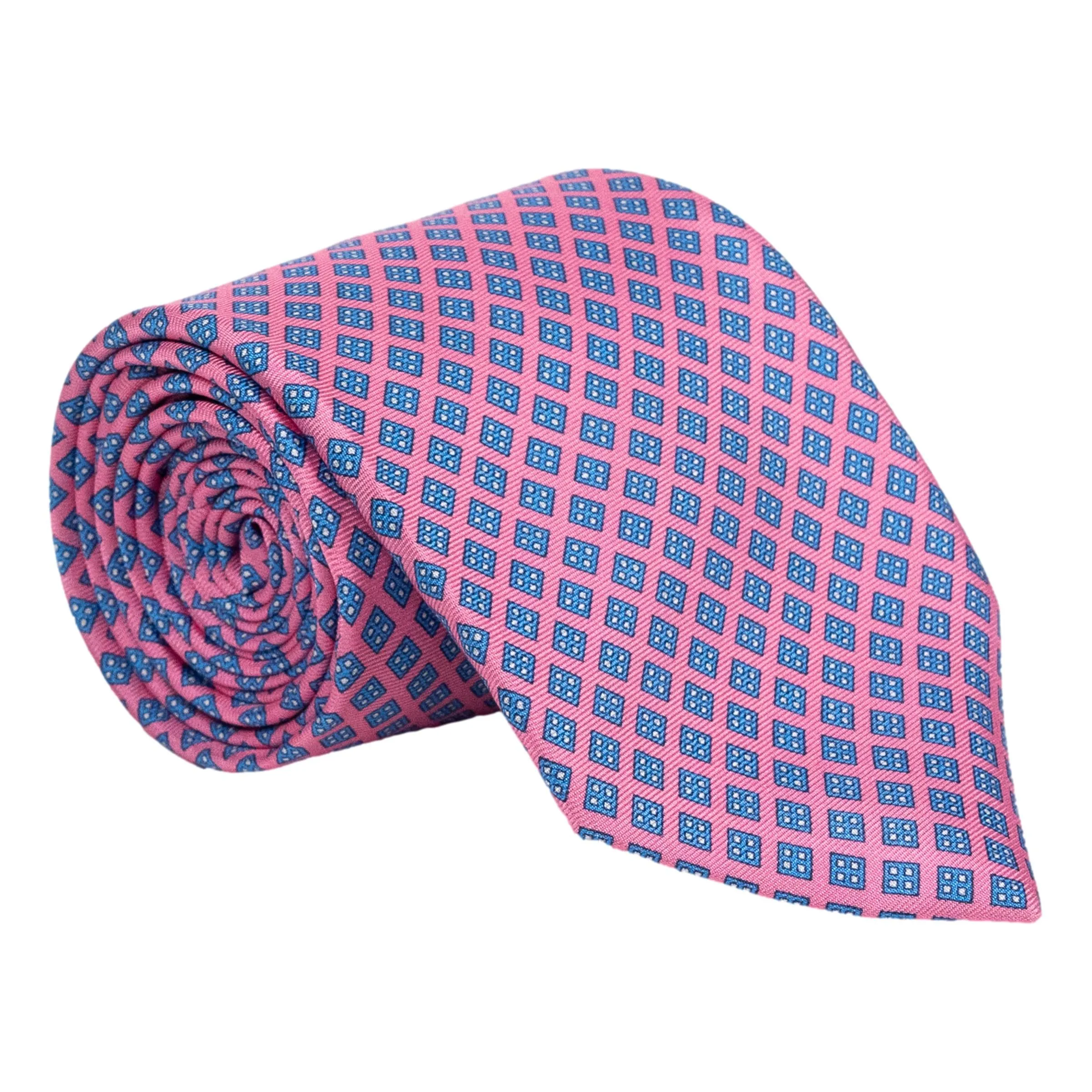 Light Blue Diamond with White Dots Pattern Silk Tie sold by The Andover Shop product image thumbnail 3
