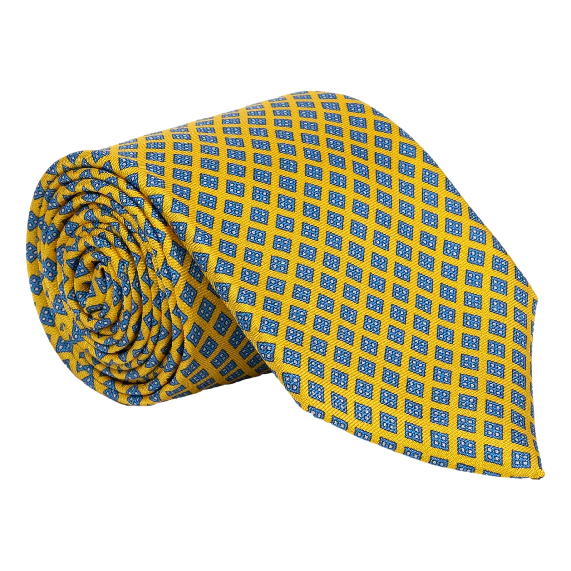 Light Blue Diamond with White Dots Pattern Silk Tie sold by The Andover Shop product image thumbnail 4