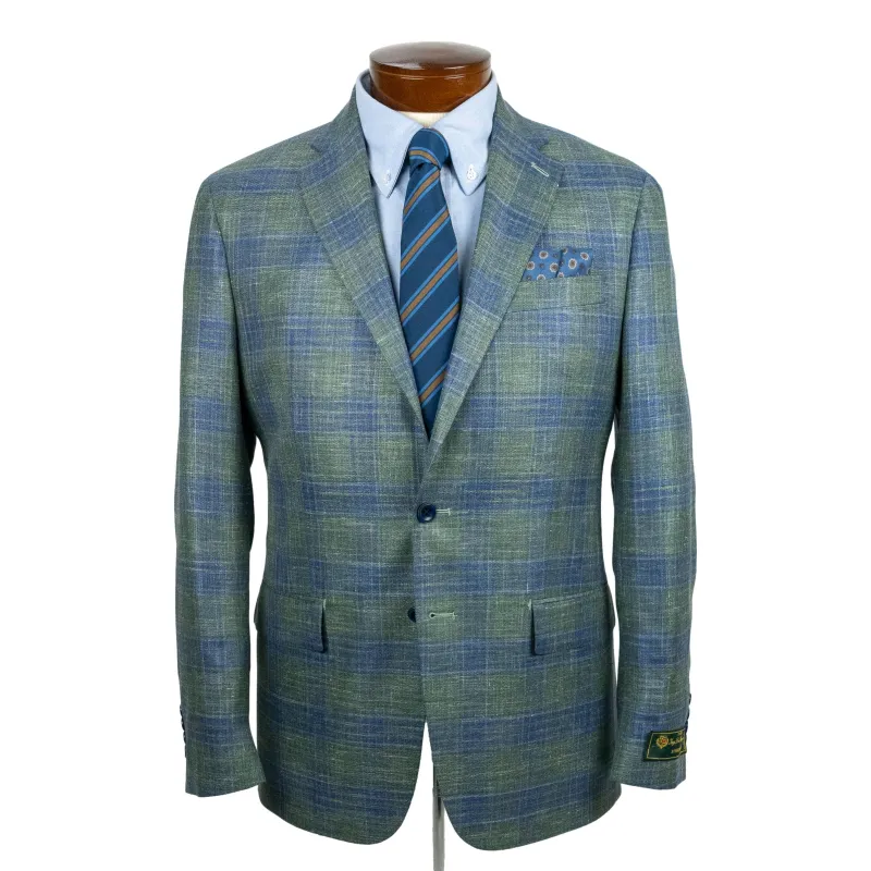 Green with Blue Plaid Wool, Silk, Linen Sport Coat sold by The Andover Shop