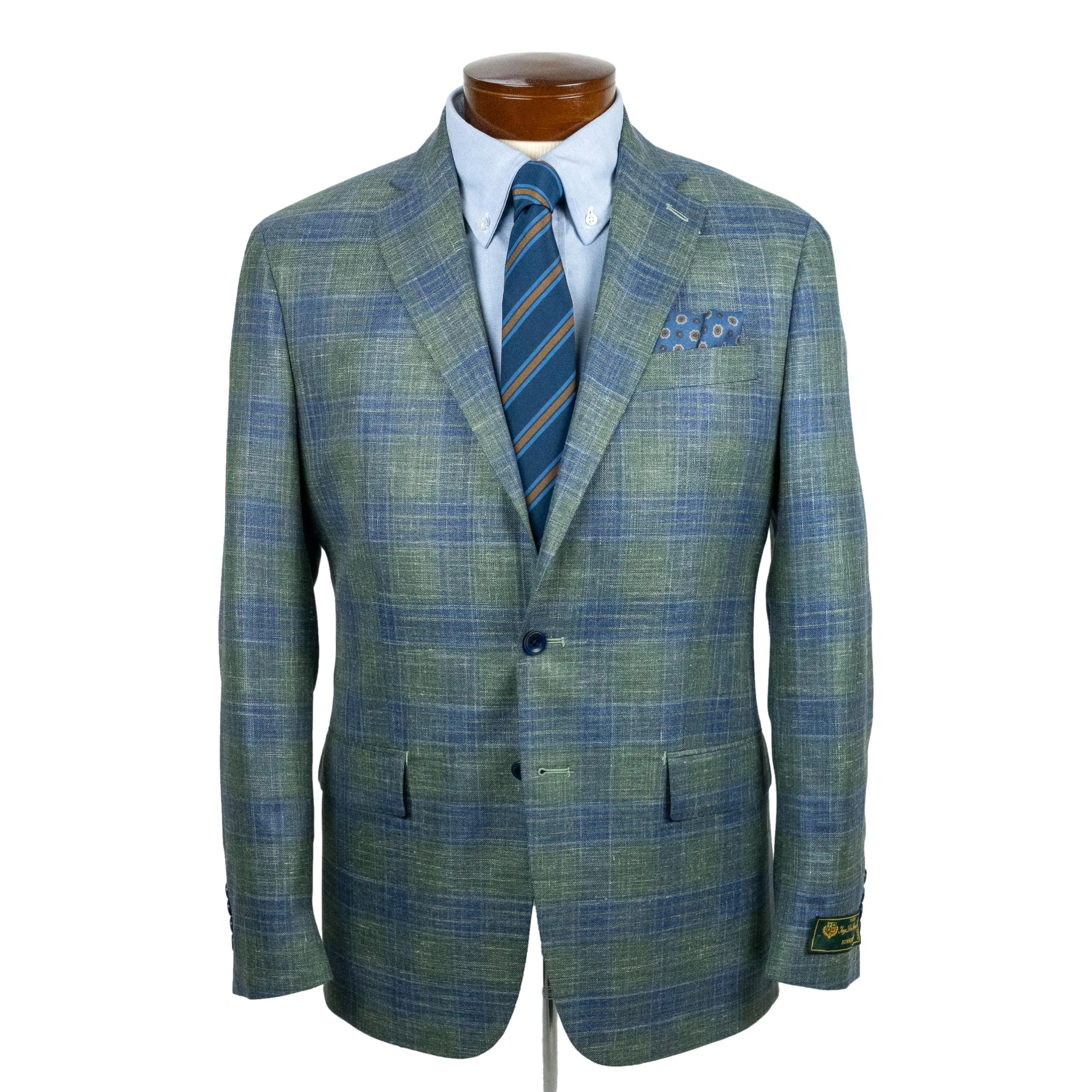 Green with Blue Plaid Wool, Silk, Linen Sport Coat sold by The Andover Shop