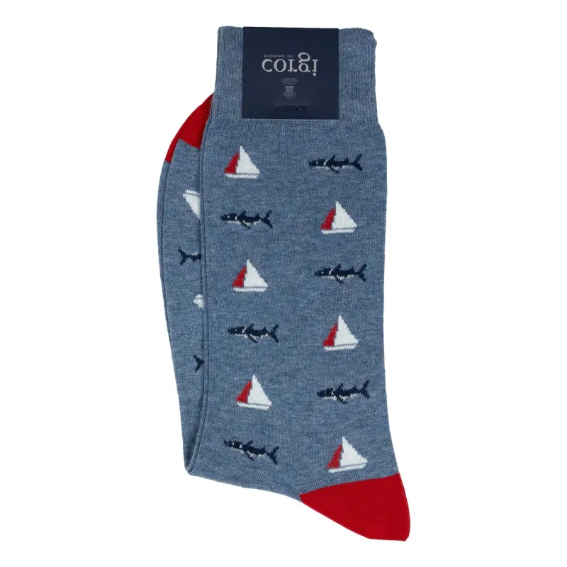 Sailboats and Sharks Dress Sock sold by The Andover Shop