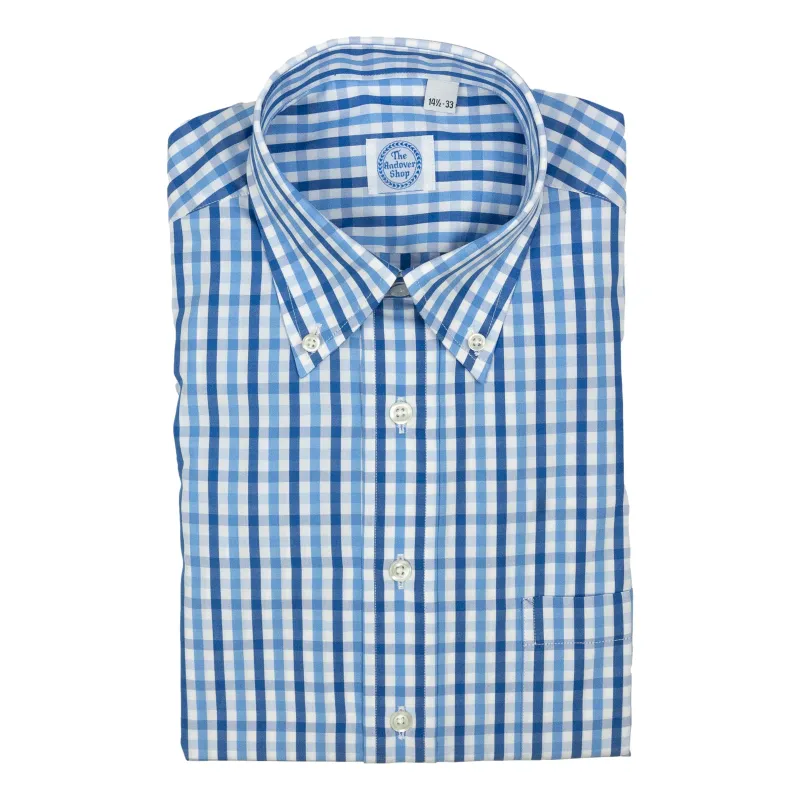 Light Blue and Navy Gingham Button Down Sport Shirt sold by The Andover Shop