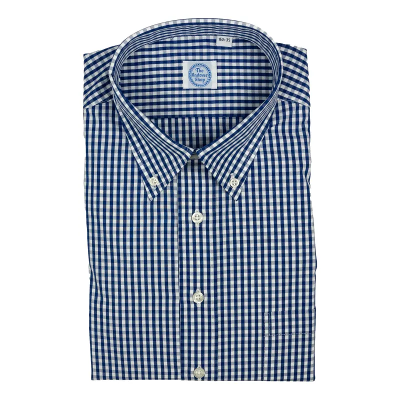 Navy Blue Gingham Button Down Sport Shirt sold by The Andover Shop