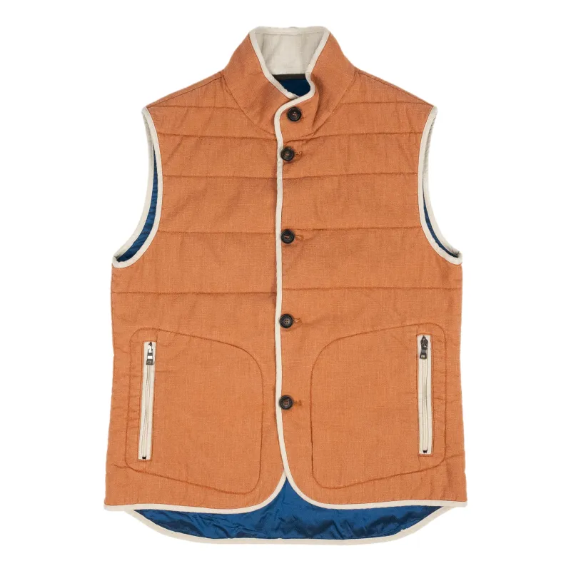 Light Orange Garment Dyed Linen Waterville Vest sold by The Andover Shop