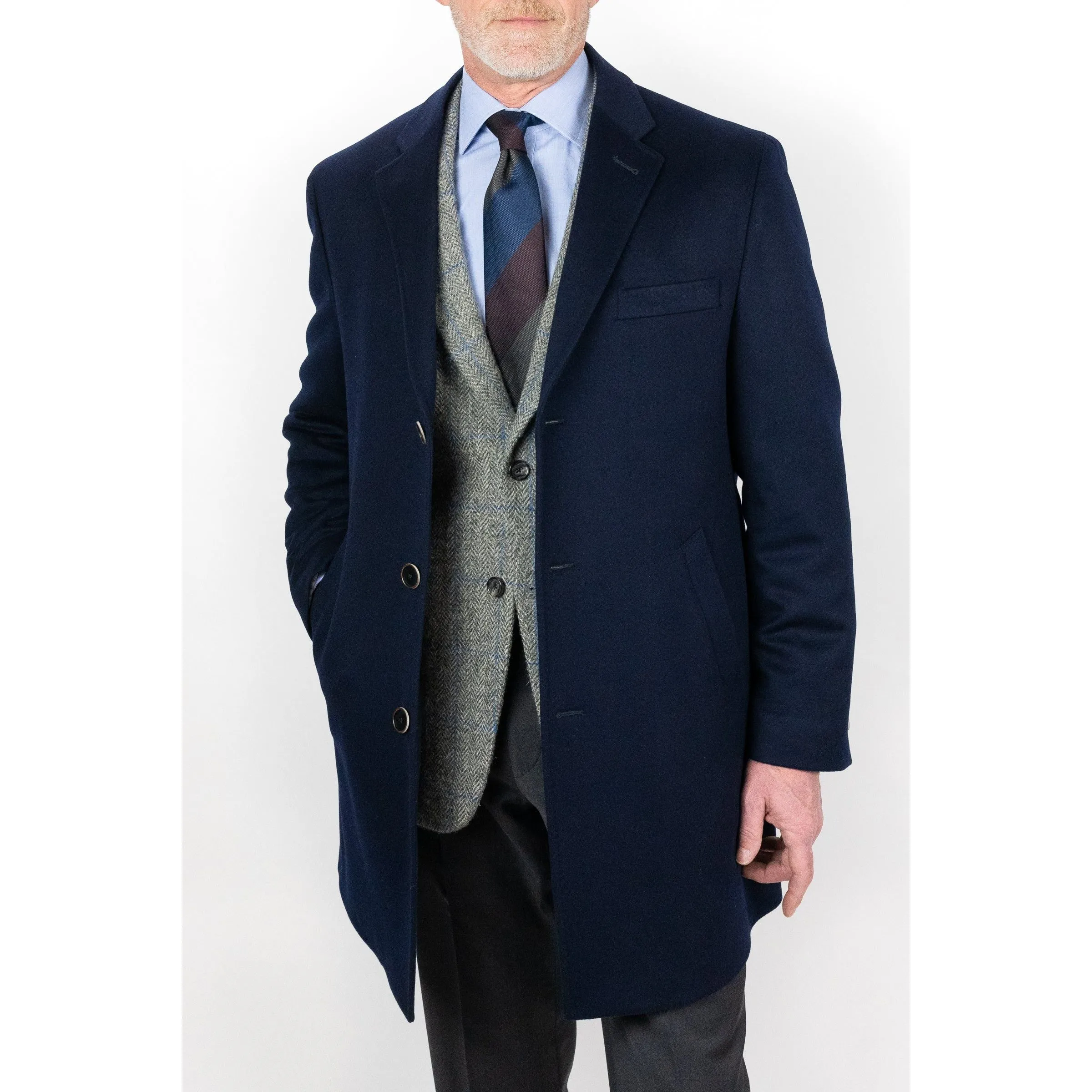 Navy Wool Top Coat sold by The Andover Shop
