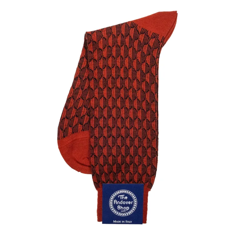 New Geo Patterned Wool Mid-Calf Dress Sock sold by The Andover Shop