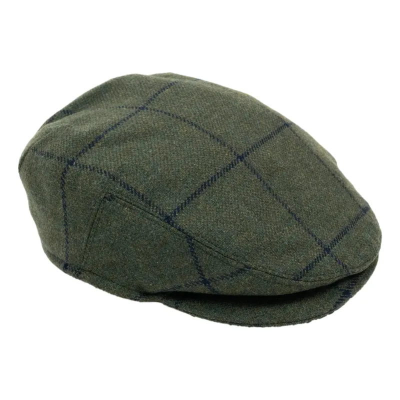 Loden with Navy Windowpane Wool Cap sold by The Andover Shop