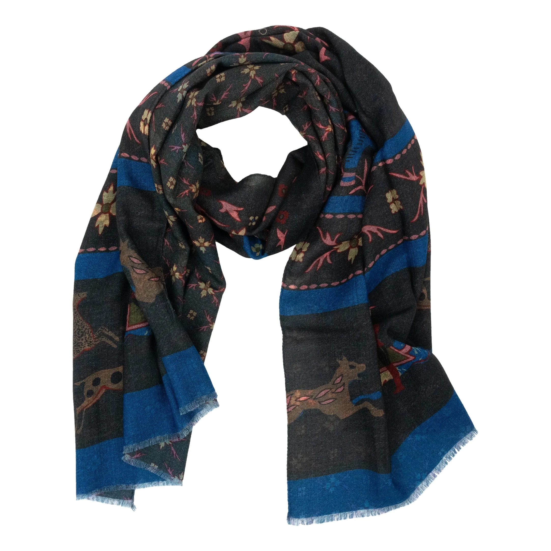 Horseback Rider, Deer, and Lion Lambswool Scarf sold by The Andover Shop product image thumbnail 2