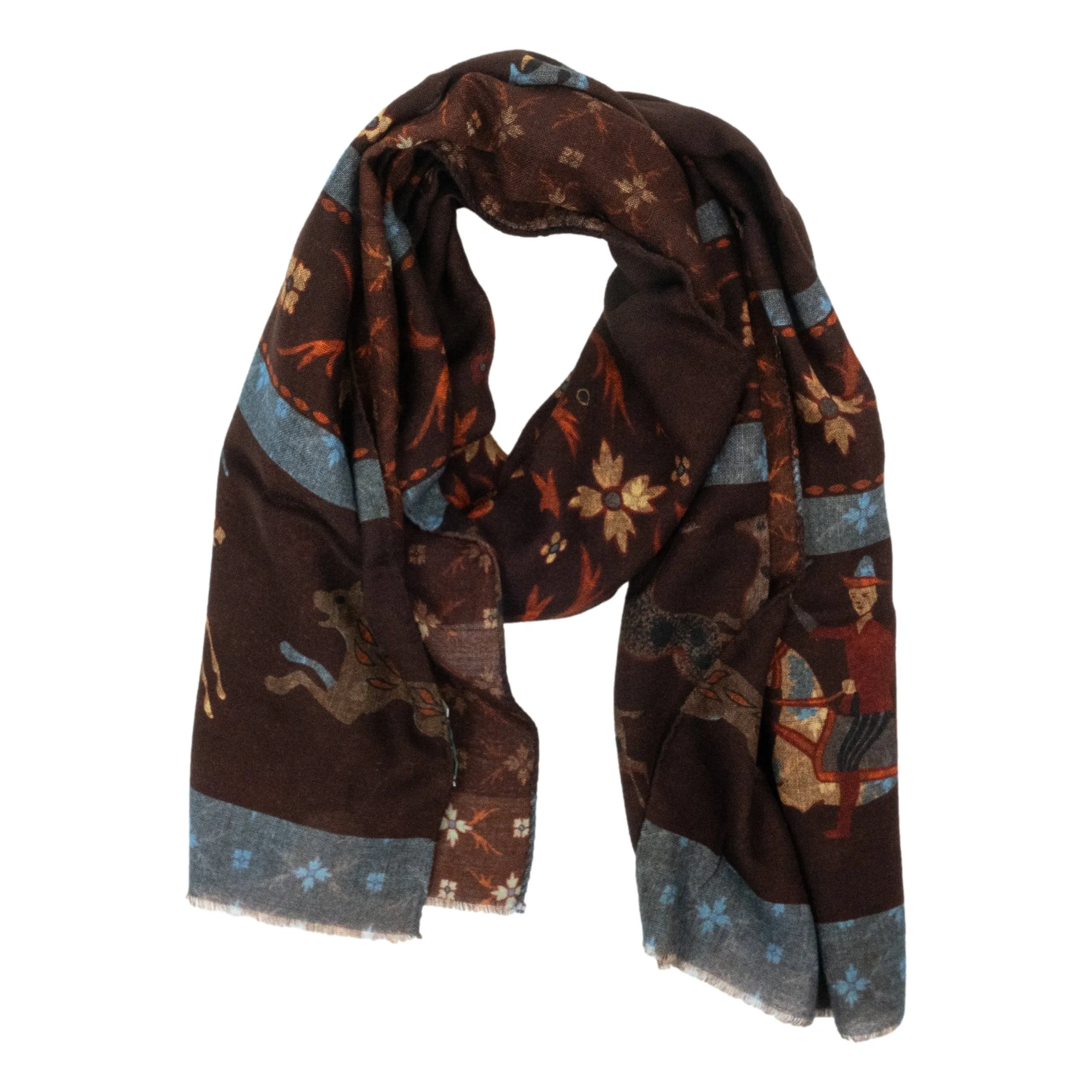 Horseback Rider, Deer, and Lion Lambswool Scarf sold by The Andover Shop