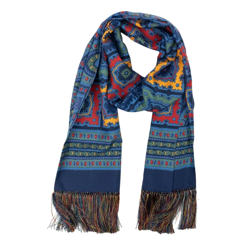 Multicolored Medallion Patterned Silk Fringe Harlow Scarf sold by The Andover Shop