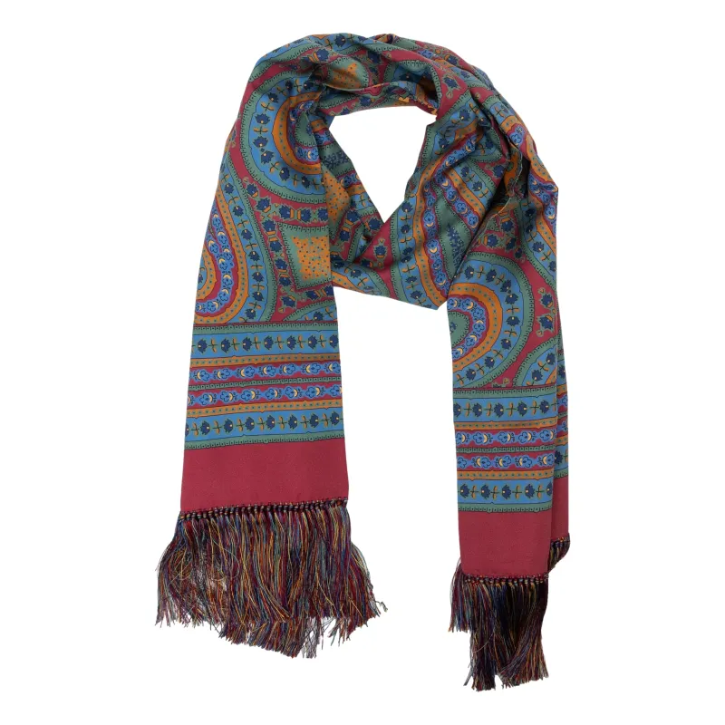Large Paisley Patterned Silk Fringe Harlow Scarf sold by The Andover Shop