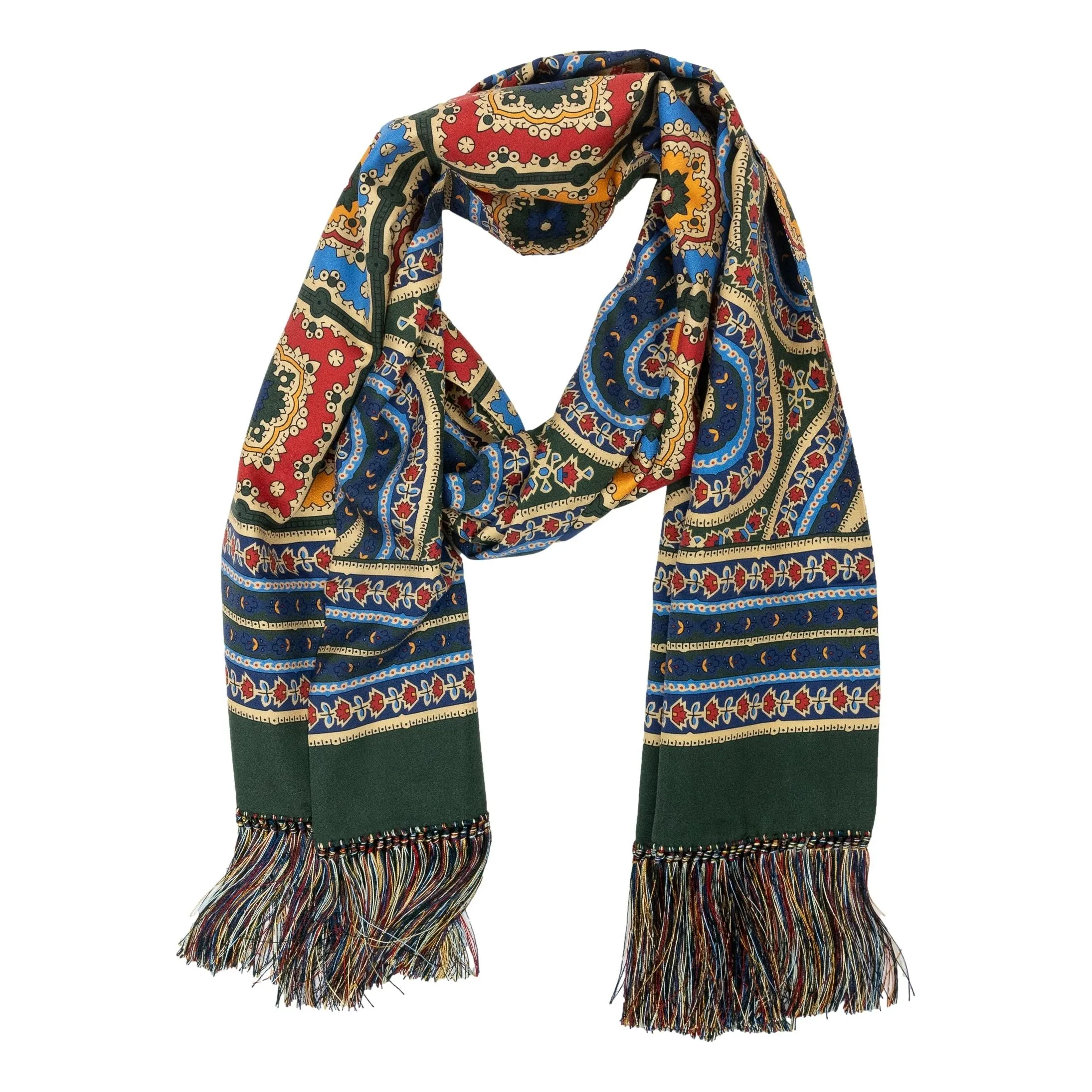 Large Paisley Patterned Silk Fringe Harlow Scarf sold by The Andover Shop product image thumbnail 2