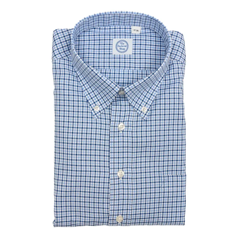 Blue, Navy, and White Check Button Down Dress Shirt sold by The Andover Shop