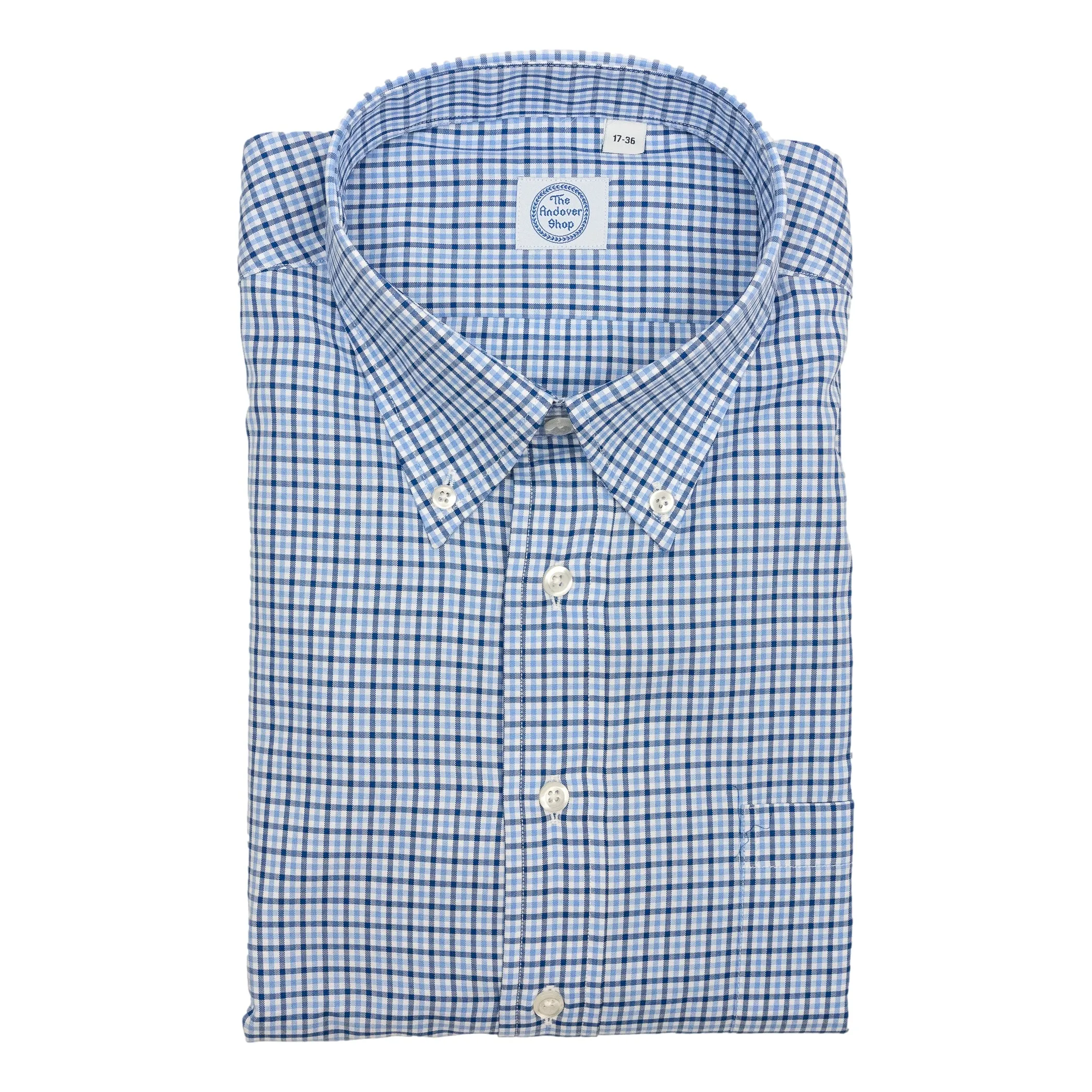 Blue, Navy, and White Check Button Down Dress Shirt sold by The Andover Shop