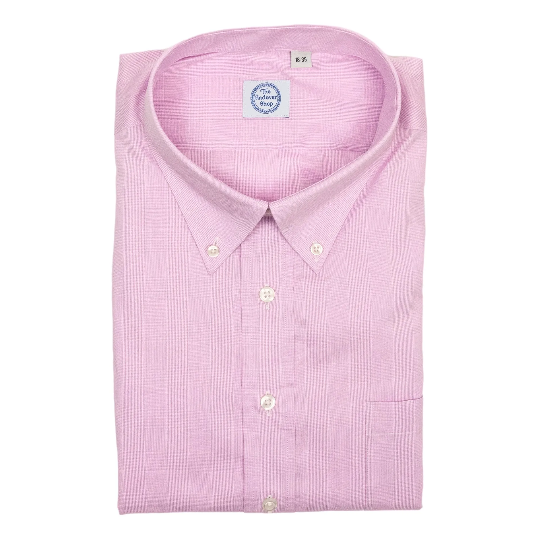 Pink Prince of Wales Button Down Dress Shirt sold by The Andover Shop