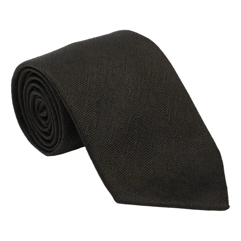 Solid Brown Woven Silk Tie sold by The Andover Shop