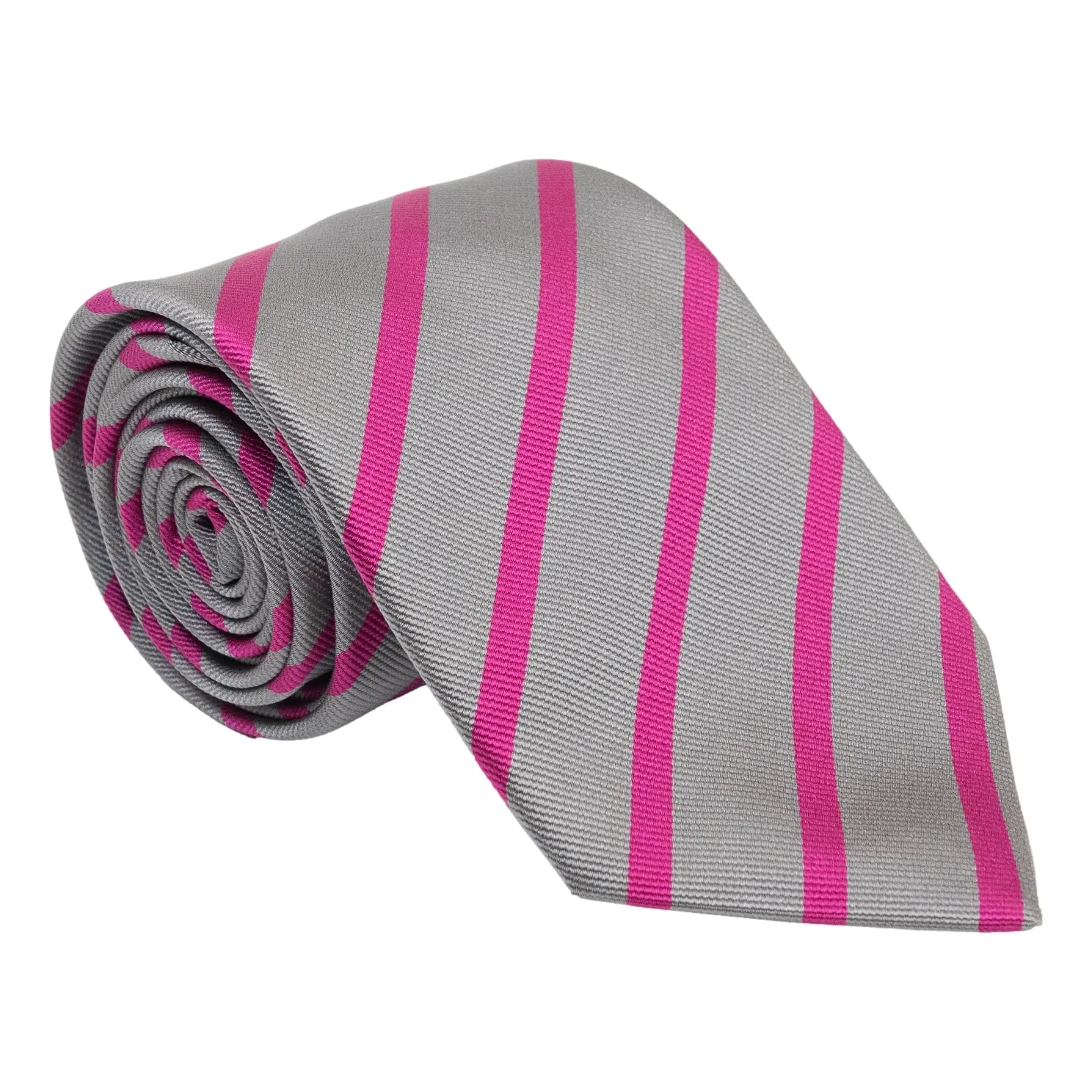 Silver and Pink Repp Stripe Silk Tie sold by The Andover Shop