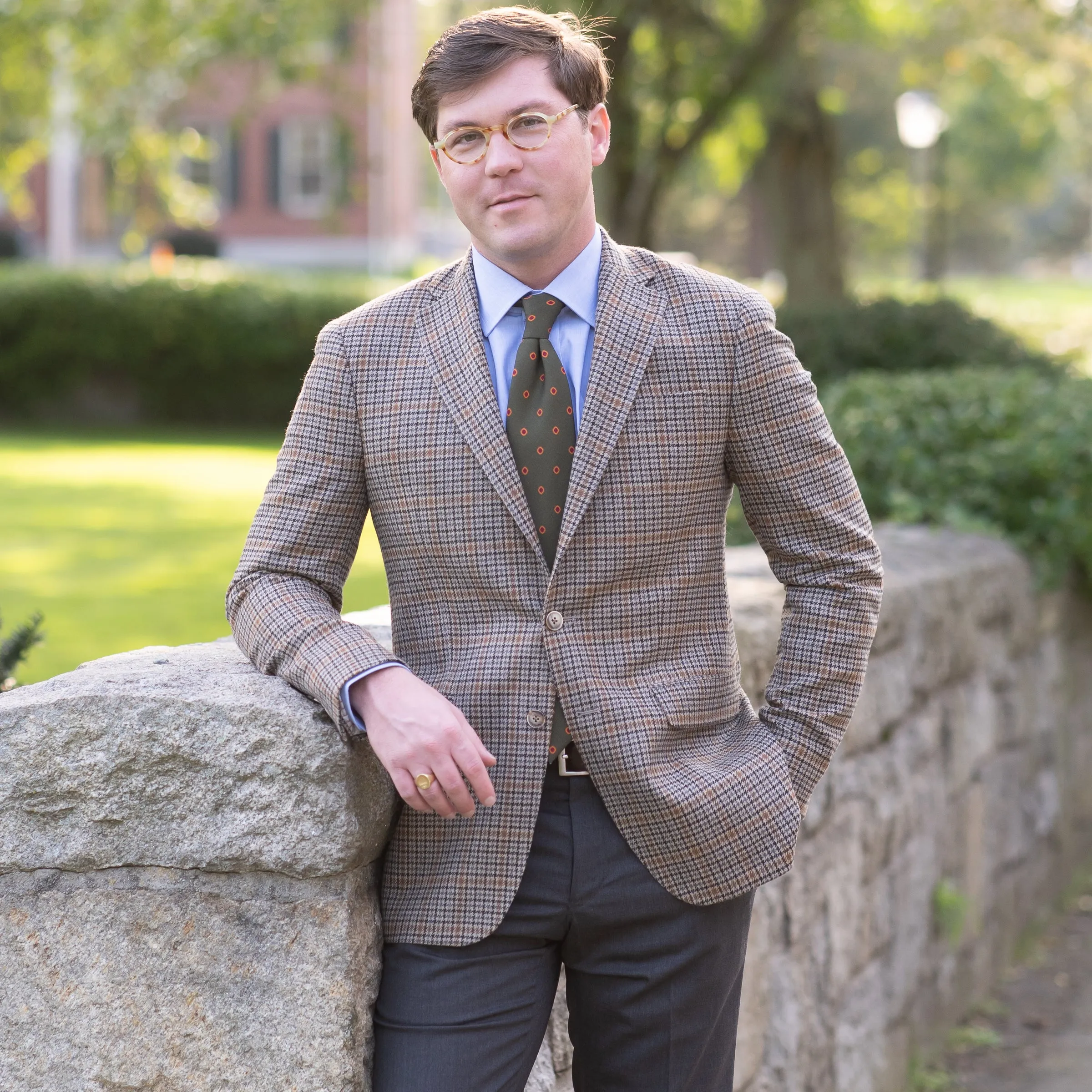 Tan and Grey Wool and Cashmere Houndstooth Sport Coat sold by The Andover Shop product image thumbnail 2