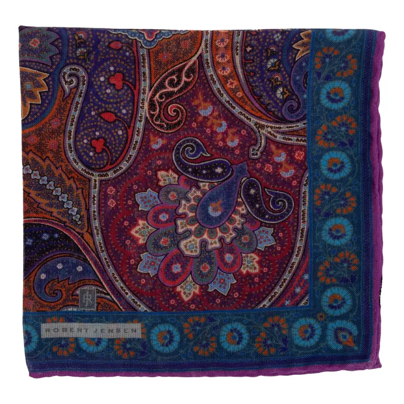 Venice Paisley Wool and Silk Pocket Square sold by The Andover Shop