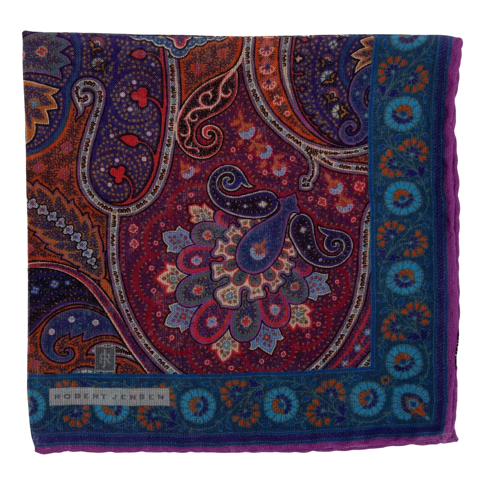 Venice Paisley Wool and Silk Pocket Square sold by The Andover Shop