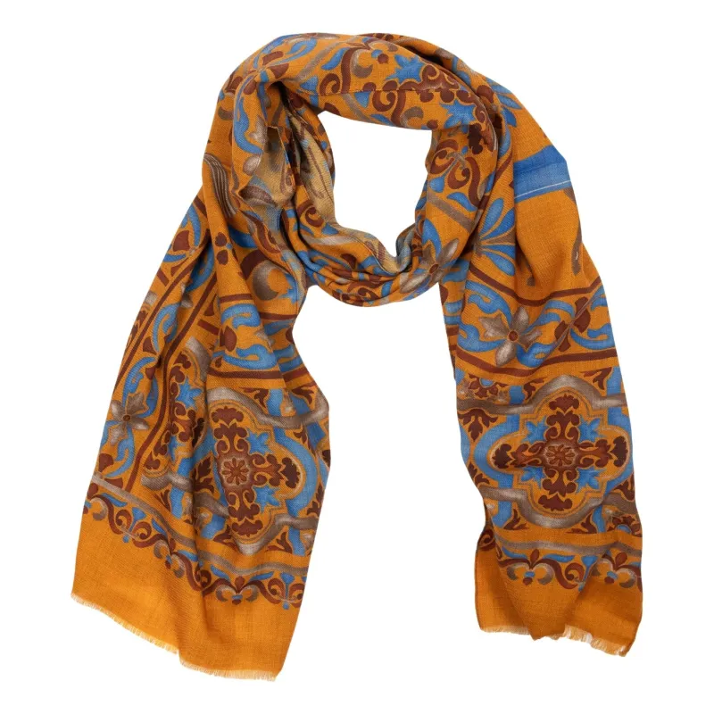 Horse with Patterned Edging Wool Scarf sold by The Andover Shop