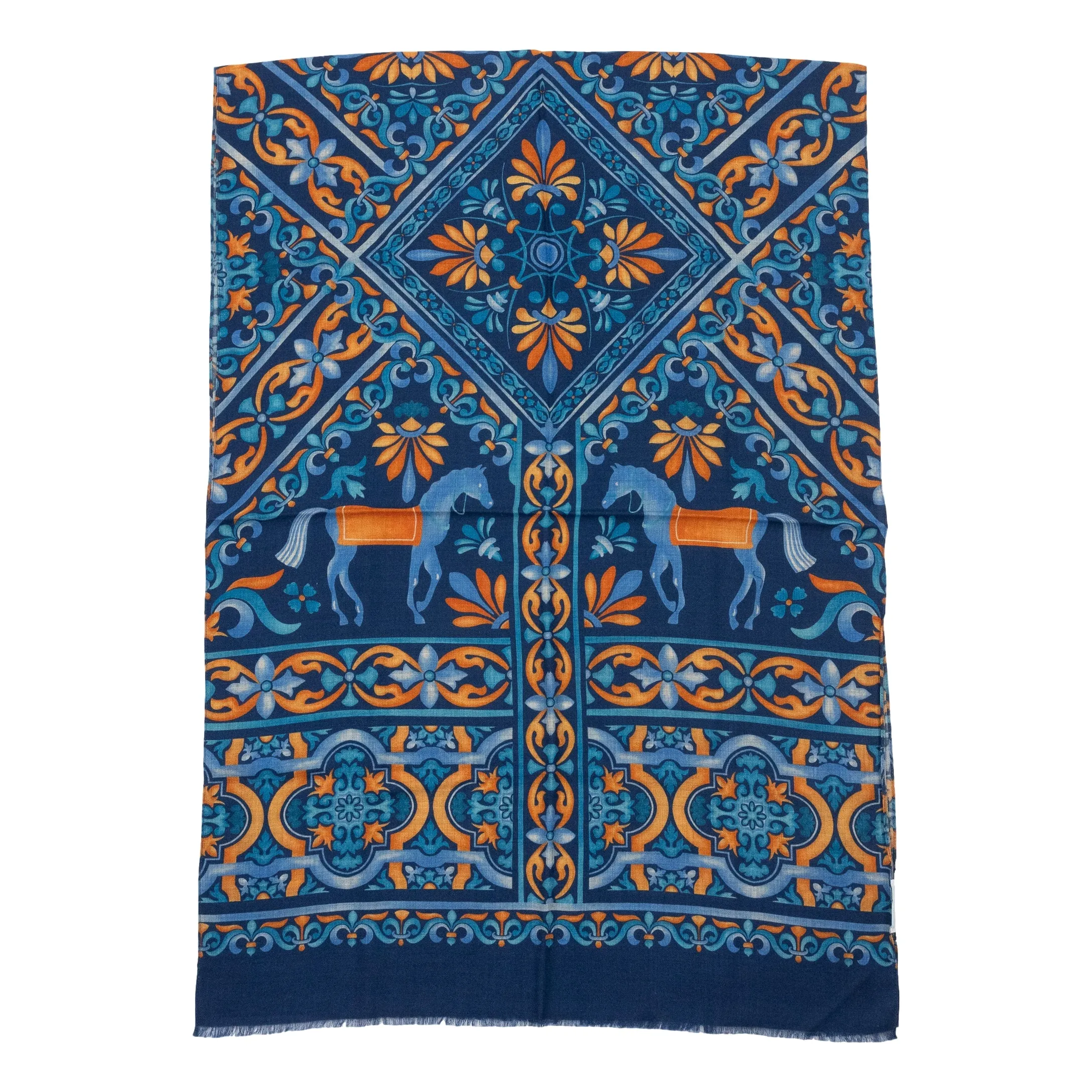 Horse with Patterned Edging Wool Scarf sold by The Andover Shop product image thumbnail 4