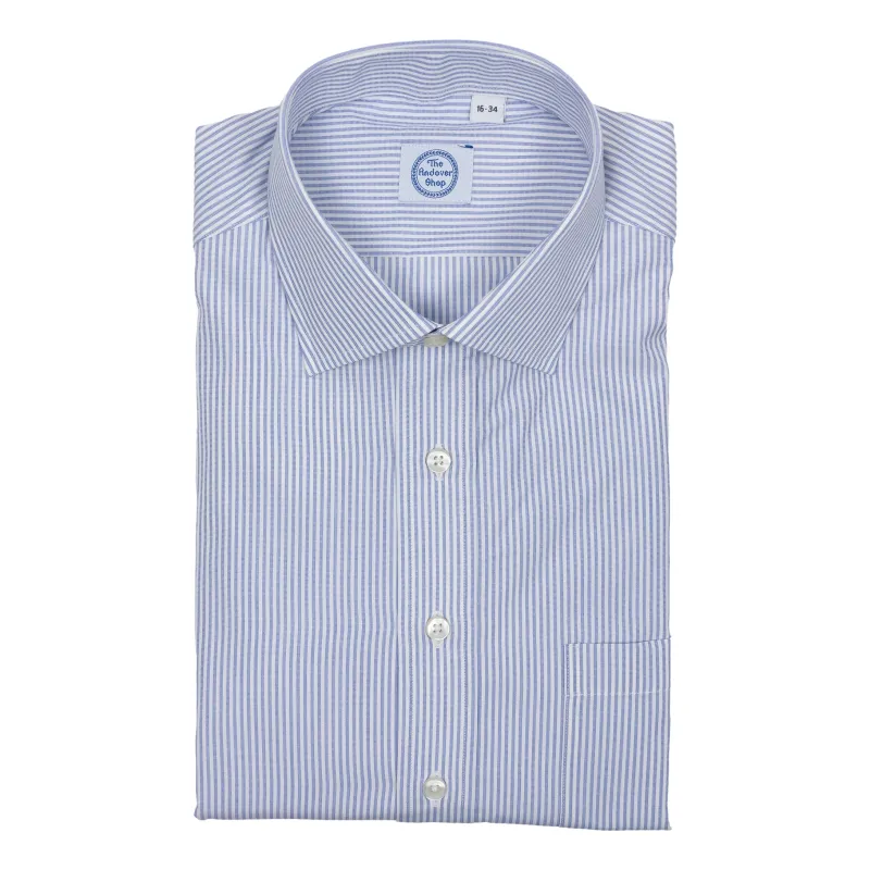 Light Blue Stripe Spread Collar Dress Shirt sold by The Andover Shop
