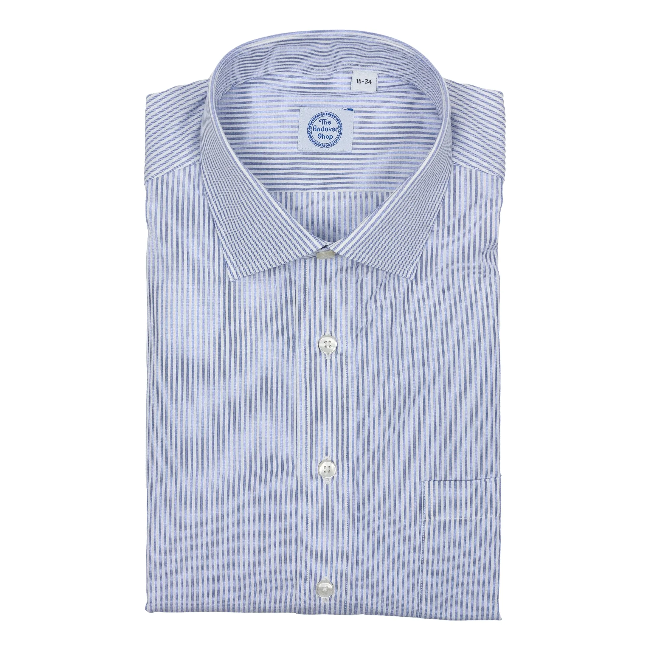 Light Blue Stripe Spread Collar Dress Shirt sold by The Andover Shop