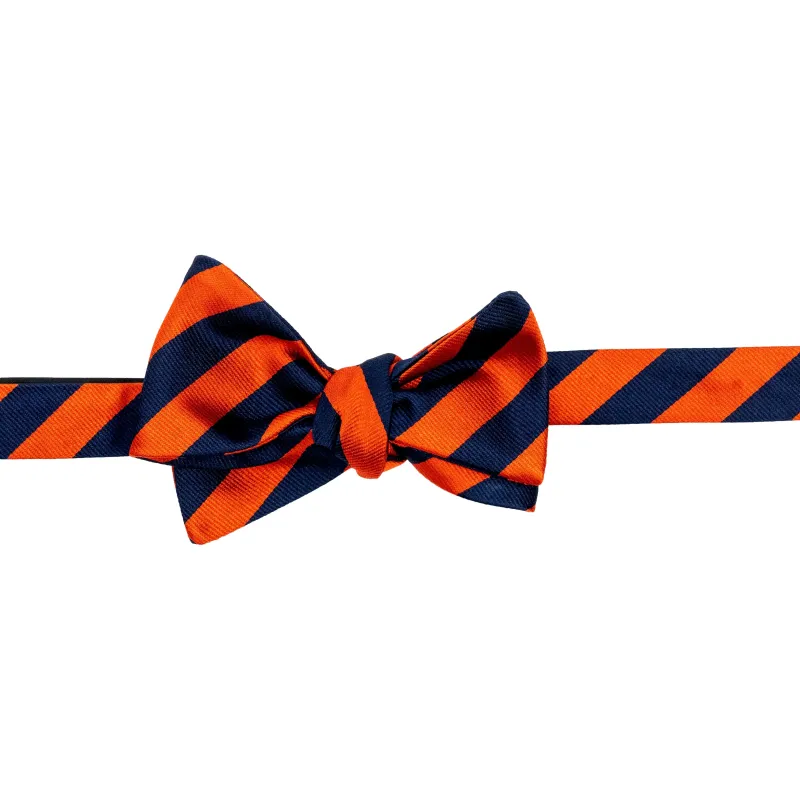 Rust and Navy Bar Stripe Bow Tie sold by The Andover Shop