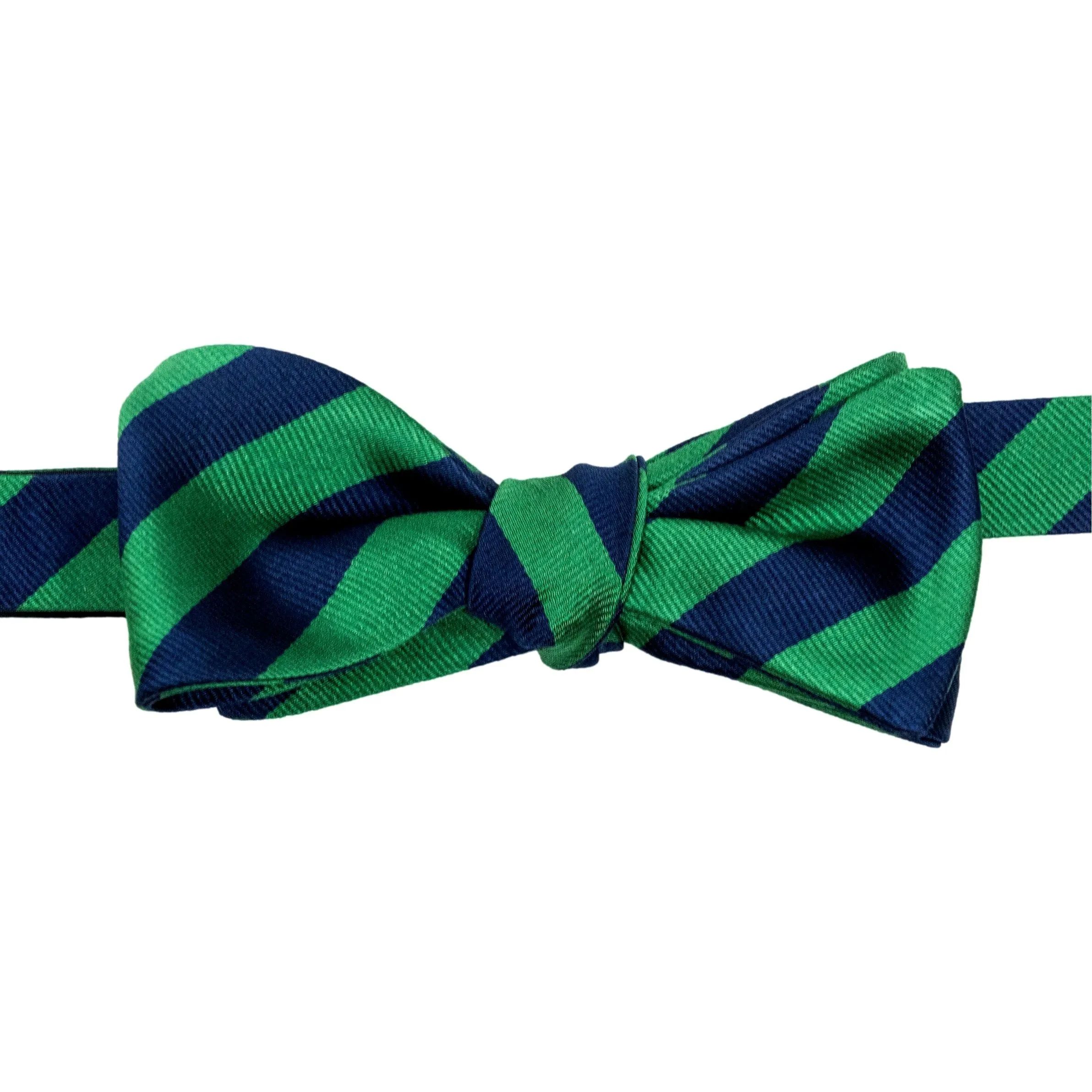 Green and Navy Bar Stripe Bow Tie sold by The Andover Shop