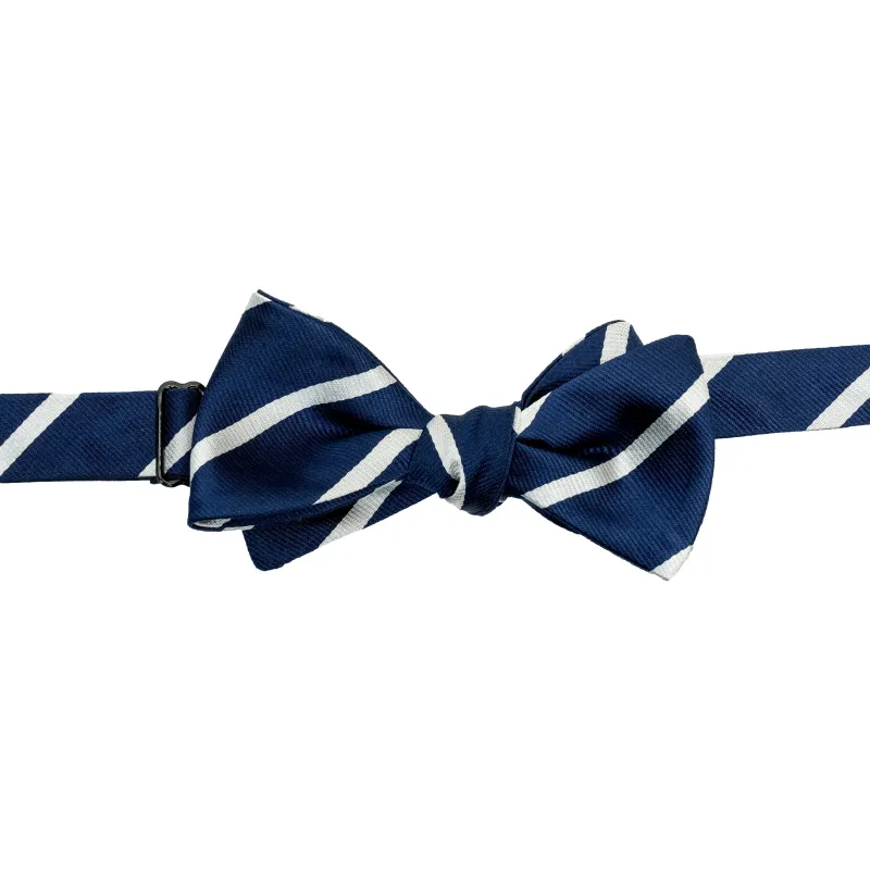 Navy Buckingham Stripe Bow Tie sold by The Andover Shop