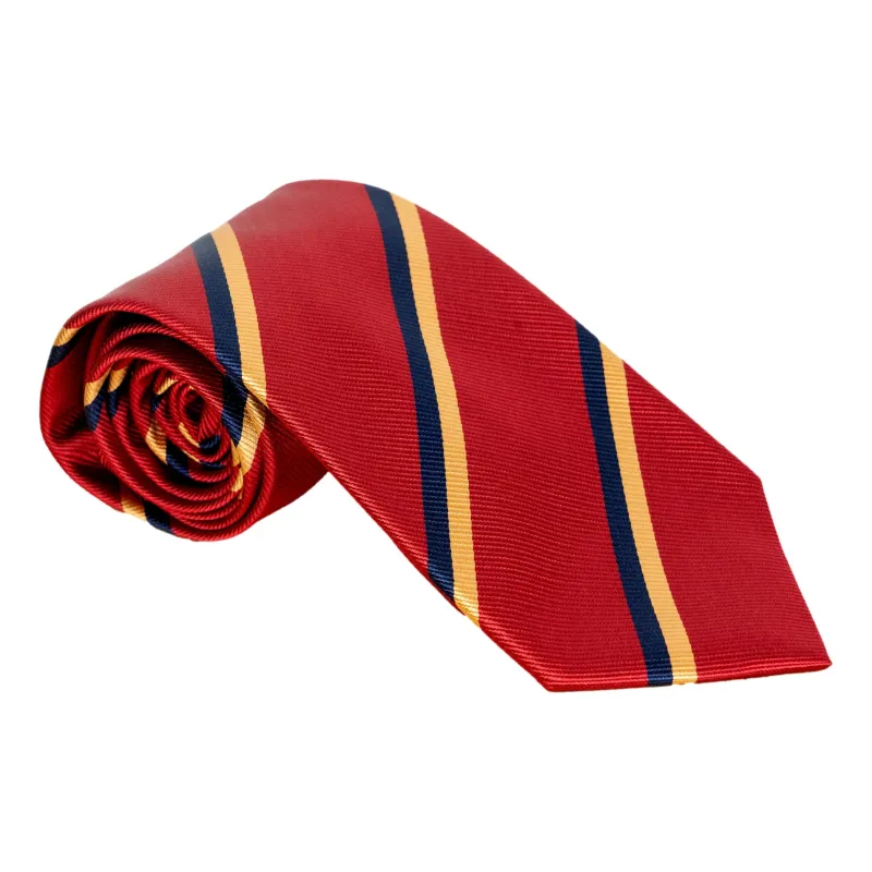 Navy, Gold, and Red Repp Stripe Silk Tie made by The Andover Shop