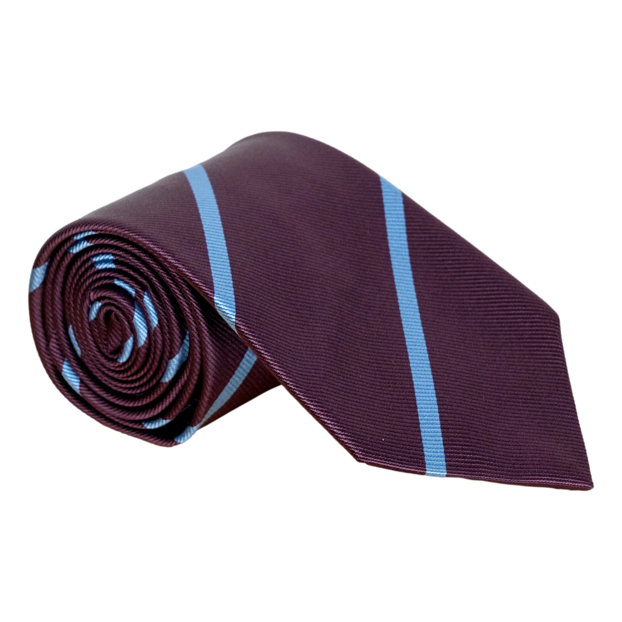 Maroon and Light Blue Silk Repp Stripe Tie sold by The Andover Shop