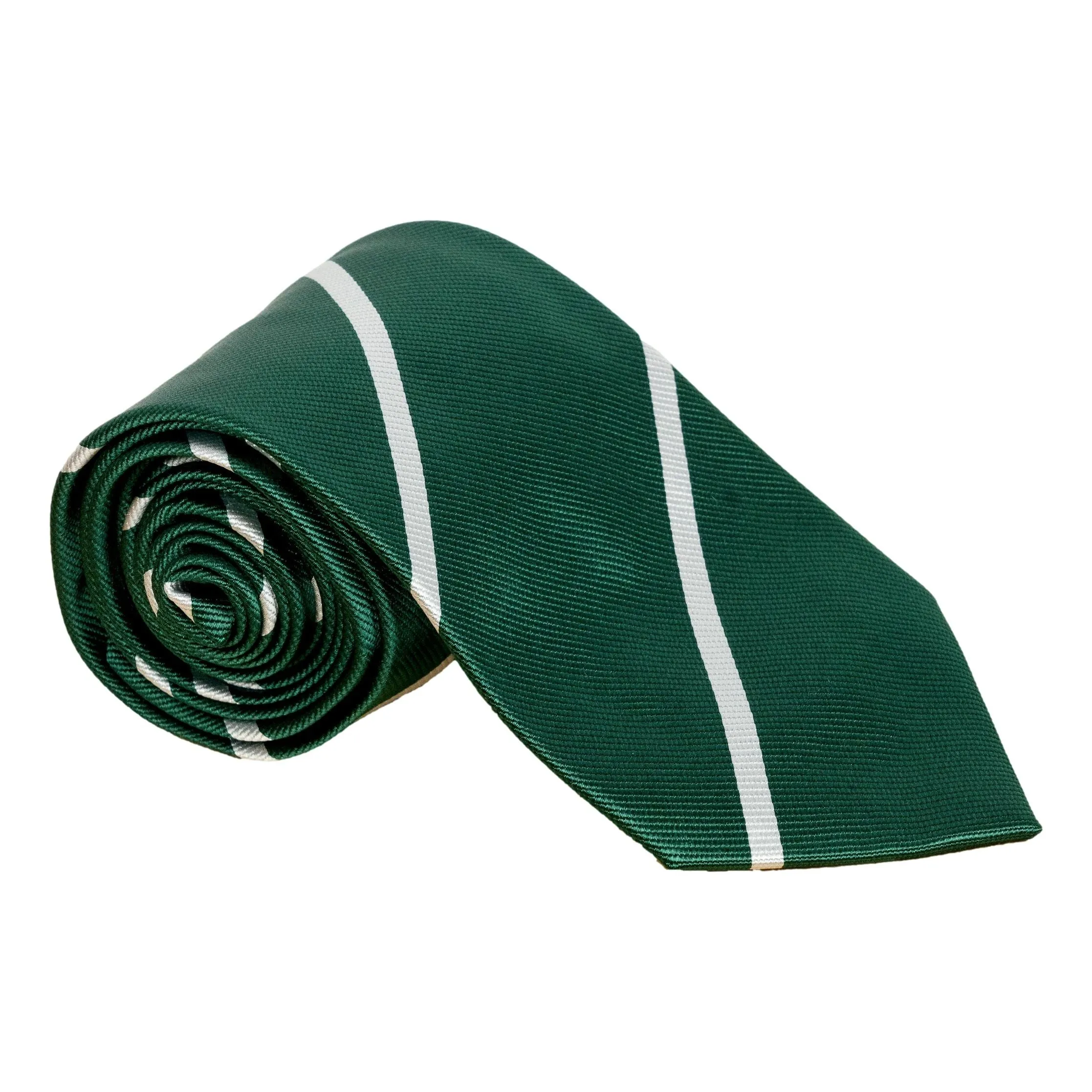 Green and White Silk Repp Stripe Tie sold by The Andover Shop