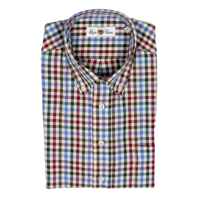 Brown, Maroon, Forest Green, and Sky Blue Check Button Down Sport Shirt sold by The Andover Shop
