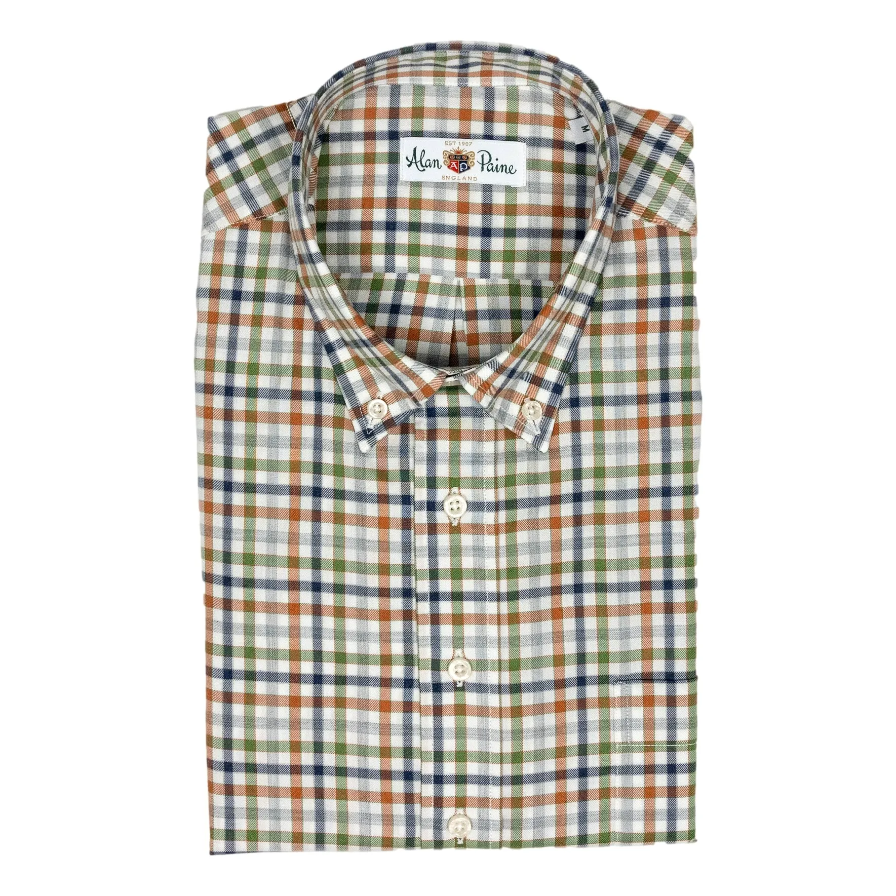 Orange, Green, and Navy Check Button Down Sport Shirt sold by The Andover Shop