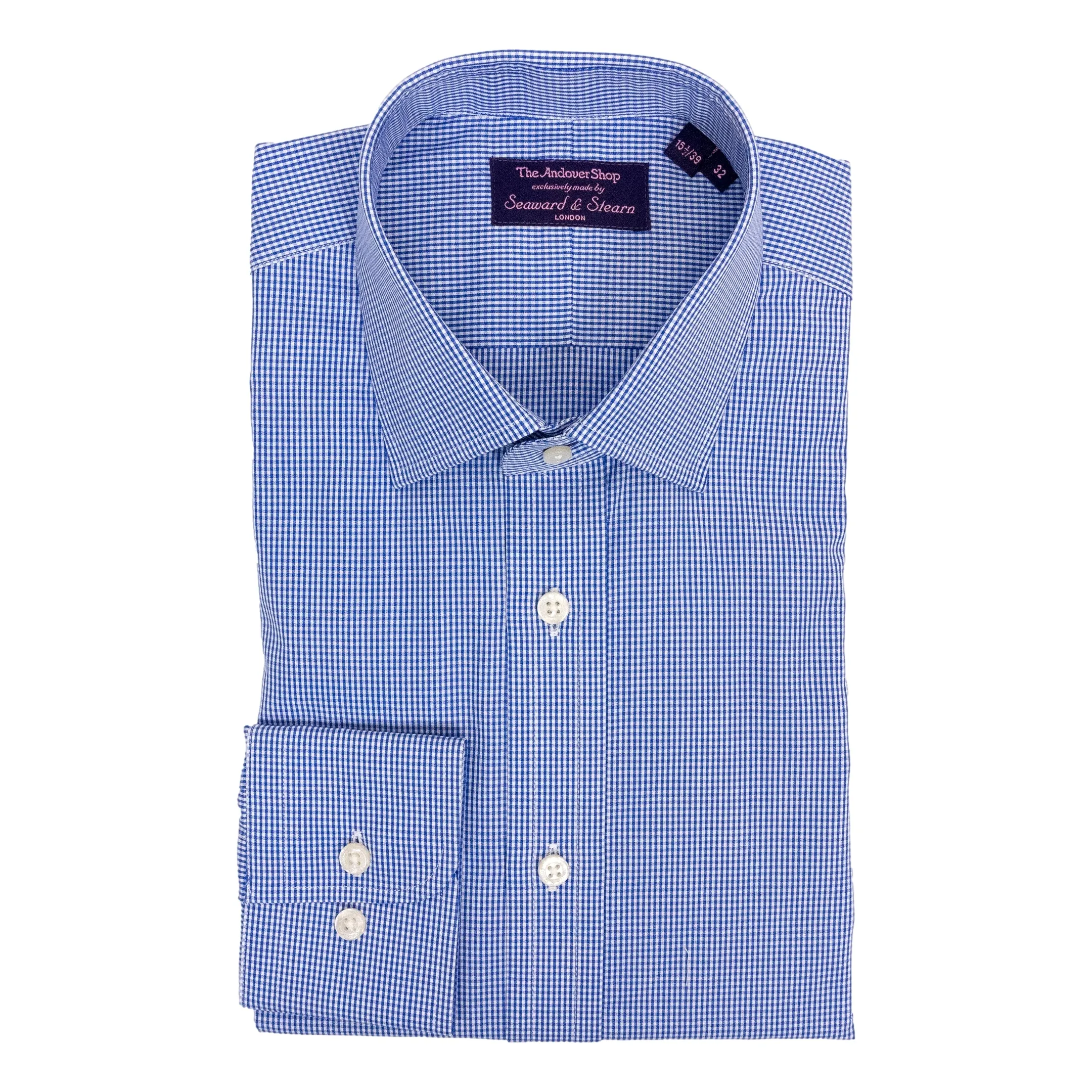 Blue Gingham Spread Collar Dress Shirt sold by The Andover Shop
