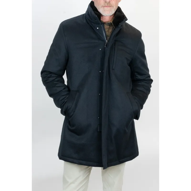 Storm System Cashmere Coat with Shearling Trim sold by The Andover Shop