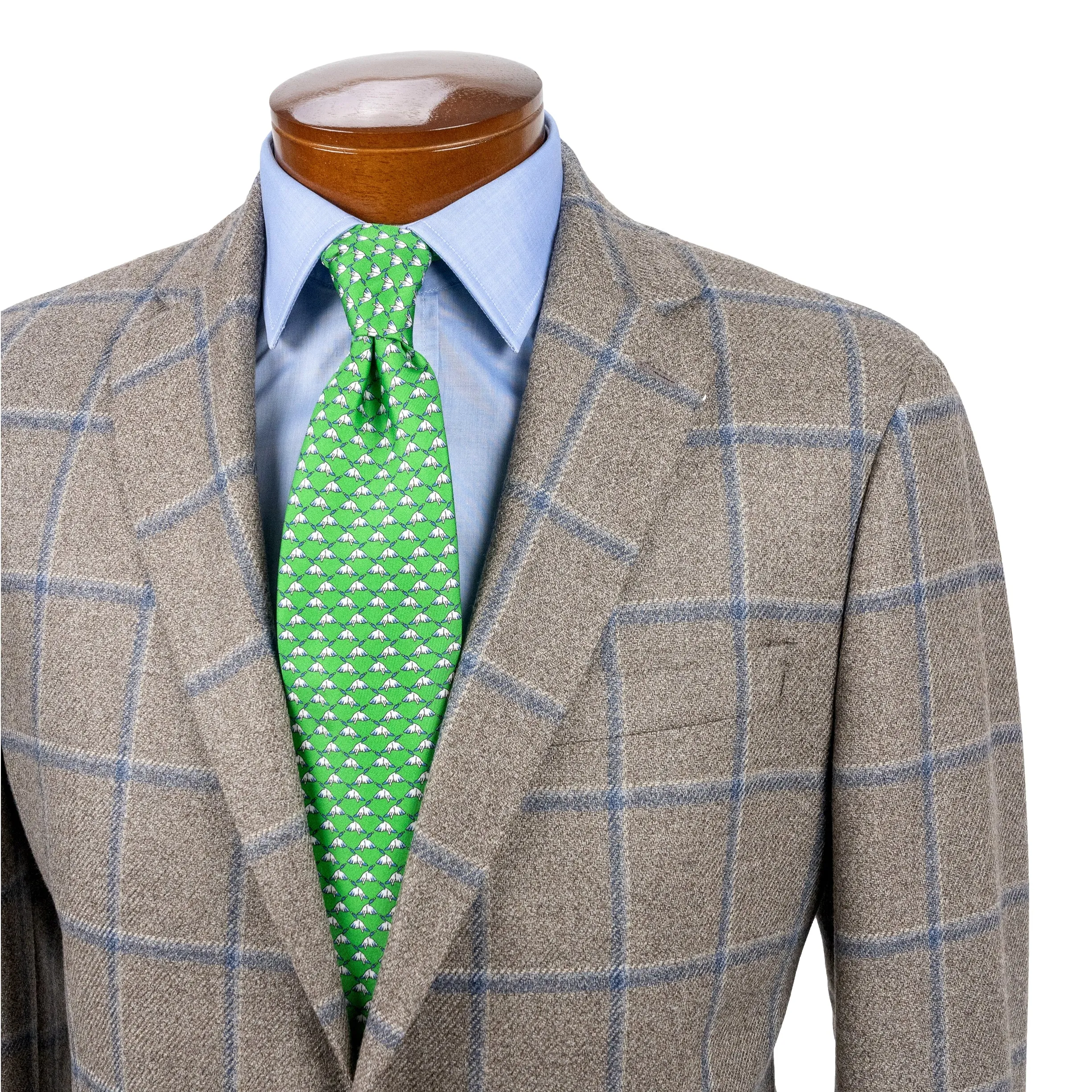Taupe with Blue Windowpane Wool and Silk Sport Coat sold by The Andover Shop product image thumbnail 2