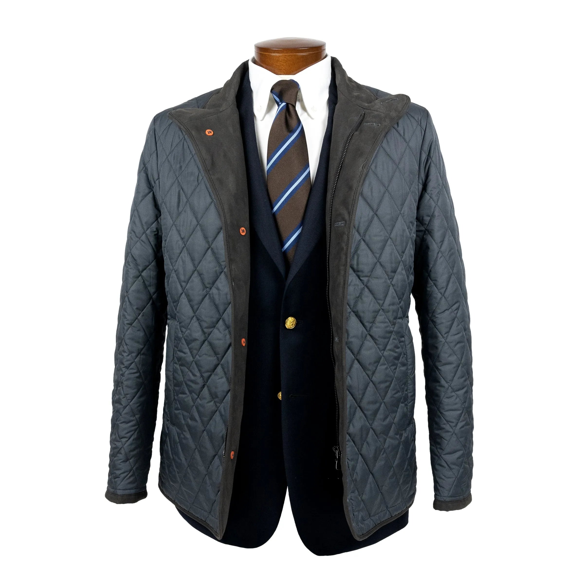 Steel Quilted Waterville Jacket with Alcantara Trim sold by The Andover Shop product image thumbnail 2