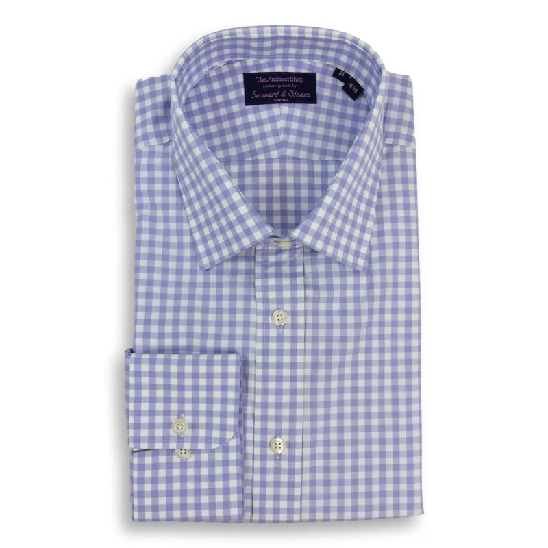 Purple Check Spread Collar Dress Shirt sold by The Andover Shop
