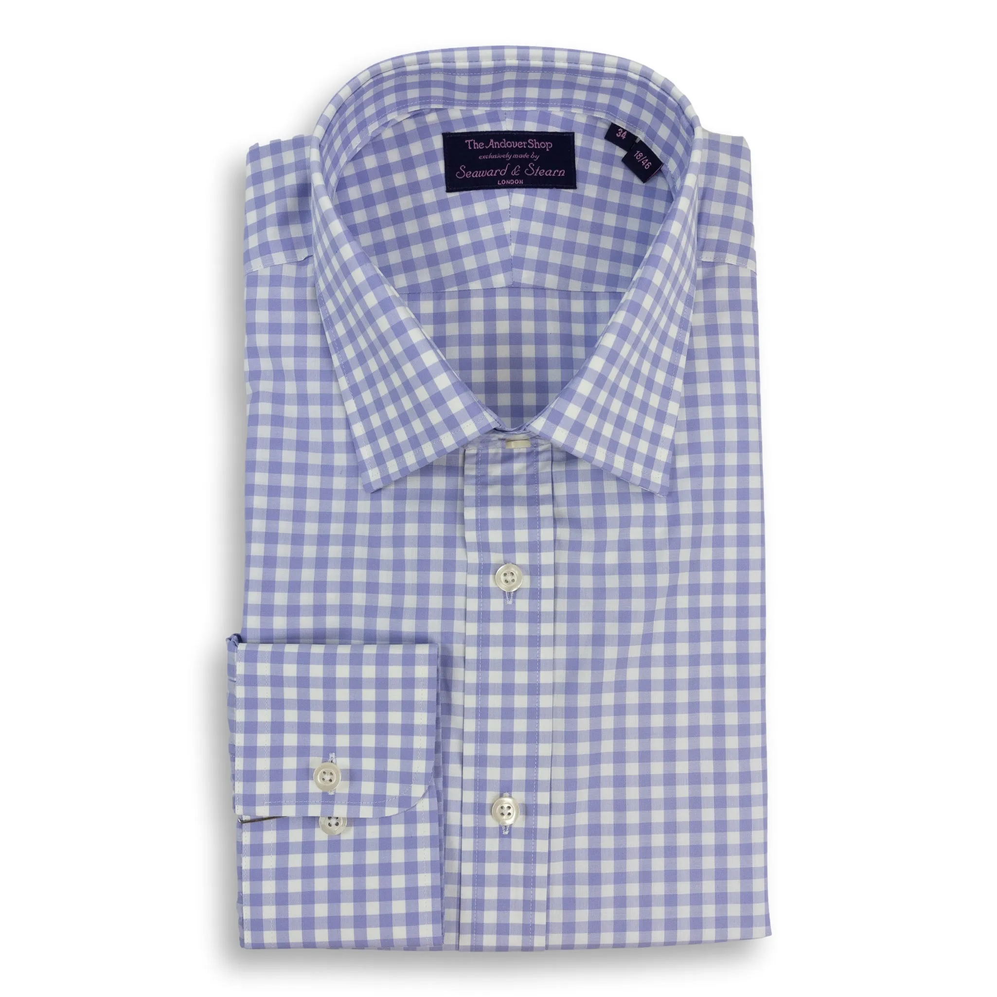 Purple Check Spread Collar Dress Shirt sold by The Andover Shop
