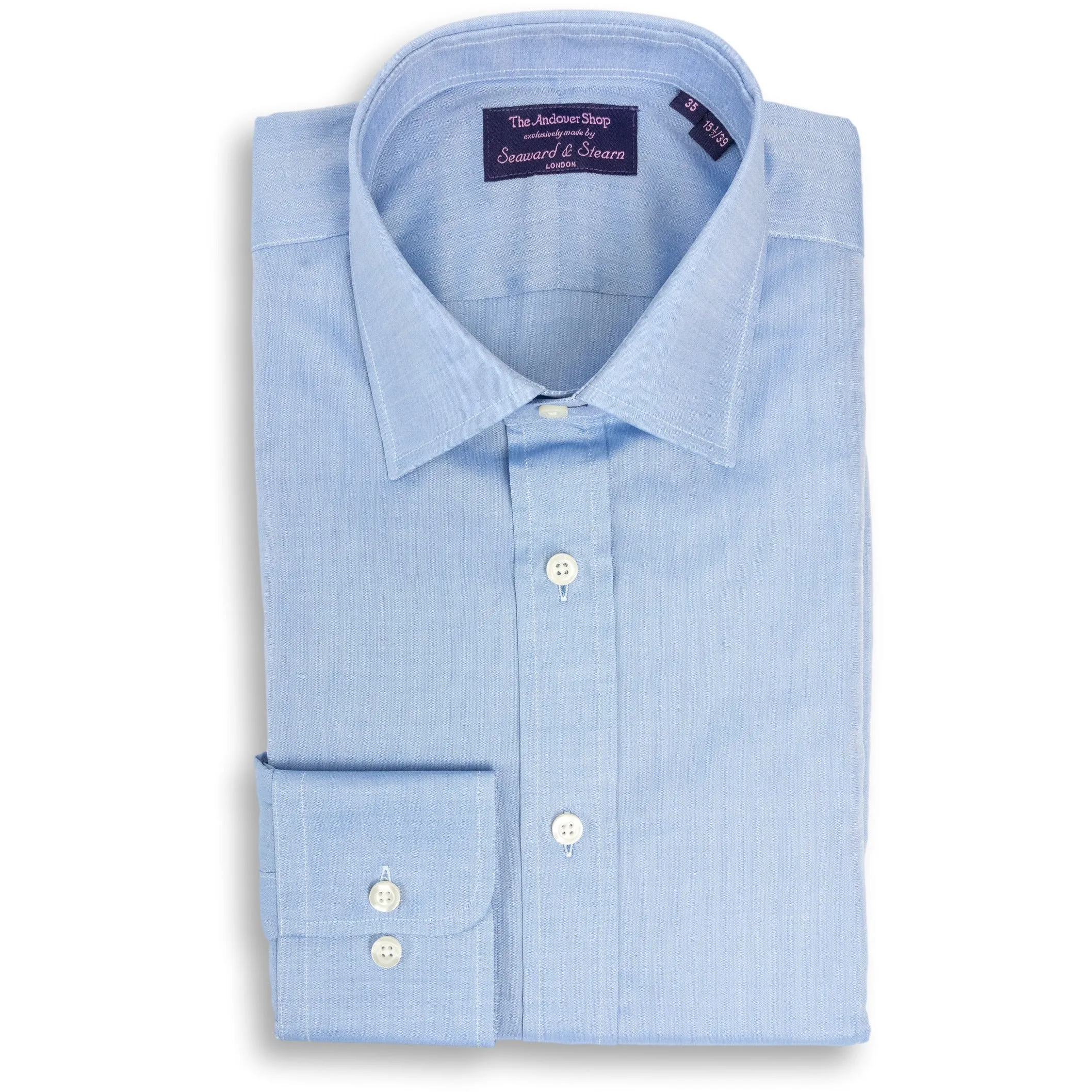 Blue Chambray Spread Collar Dress Shirt sold by The Andover Shop