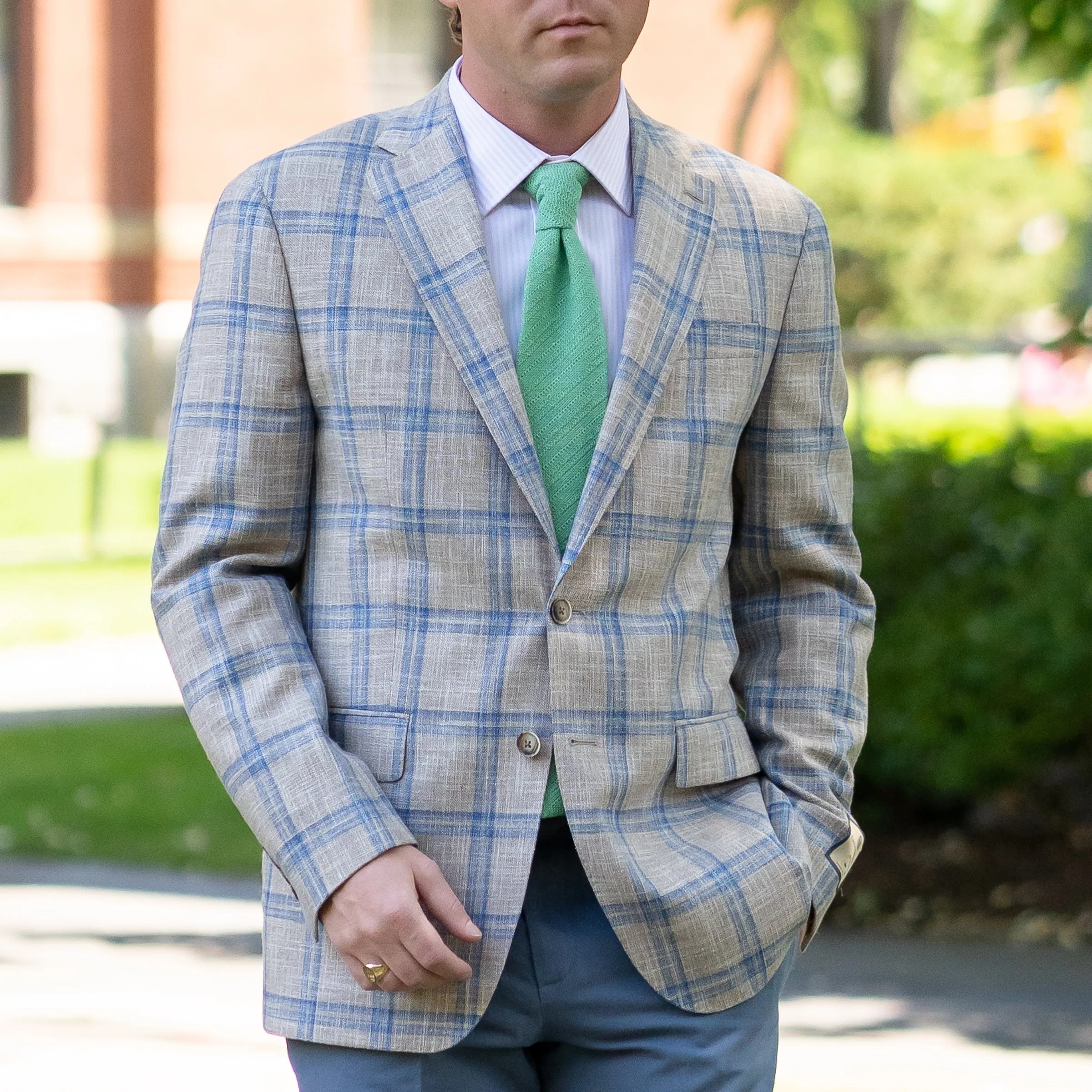 Pink Stripe Spread Collar Dress Shirt sold by The Andover Shop product image thumbnail 2