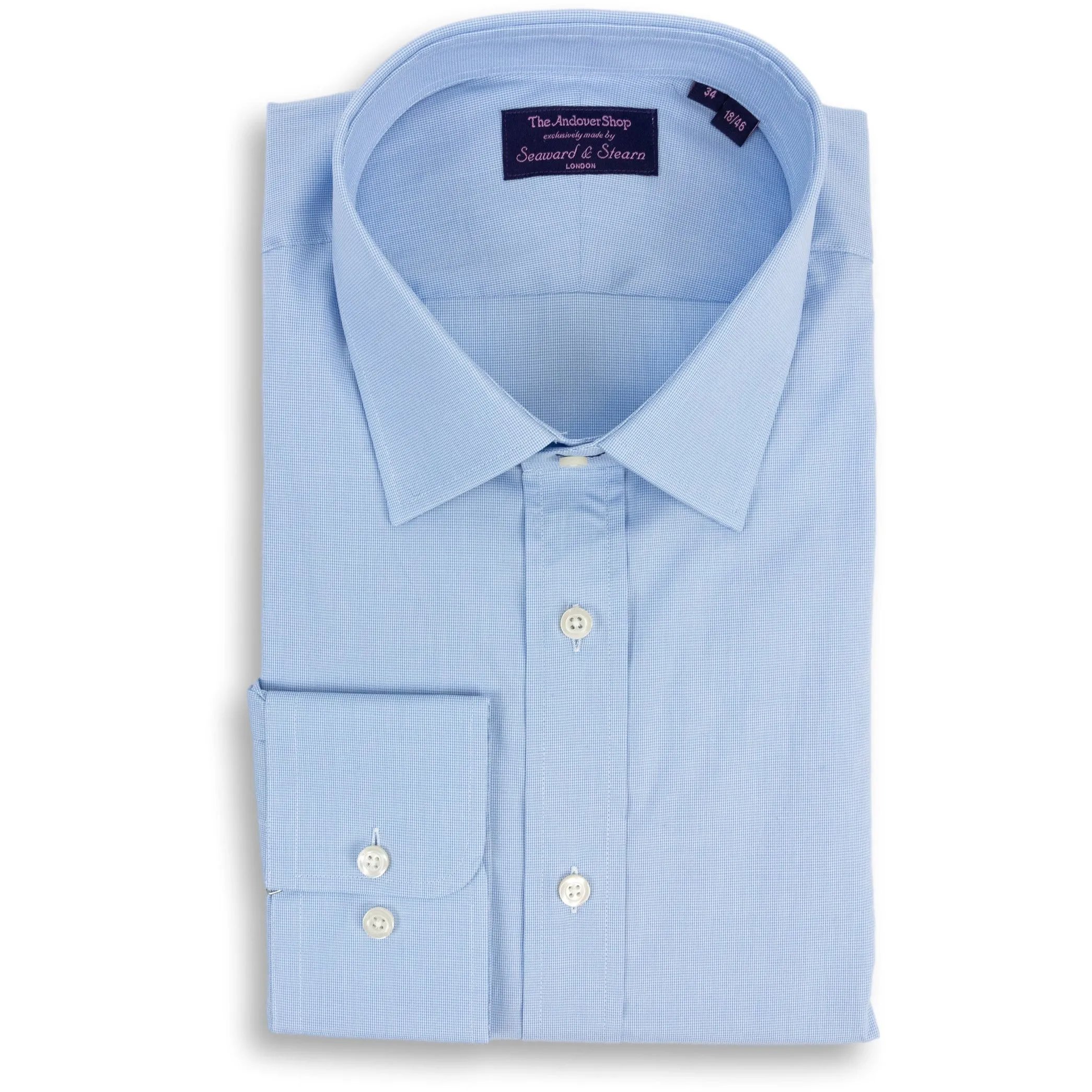 Blue Micro Houndstooth Spread Collar Dress Shirt sold by The Andover Shop
