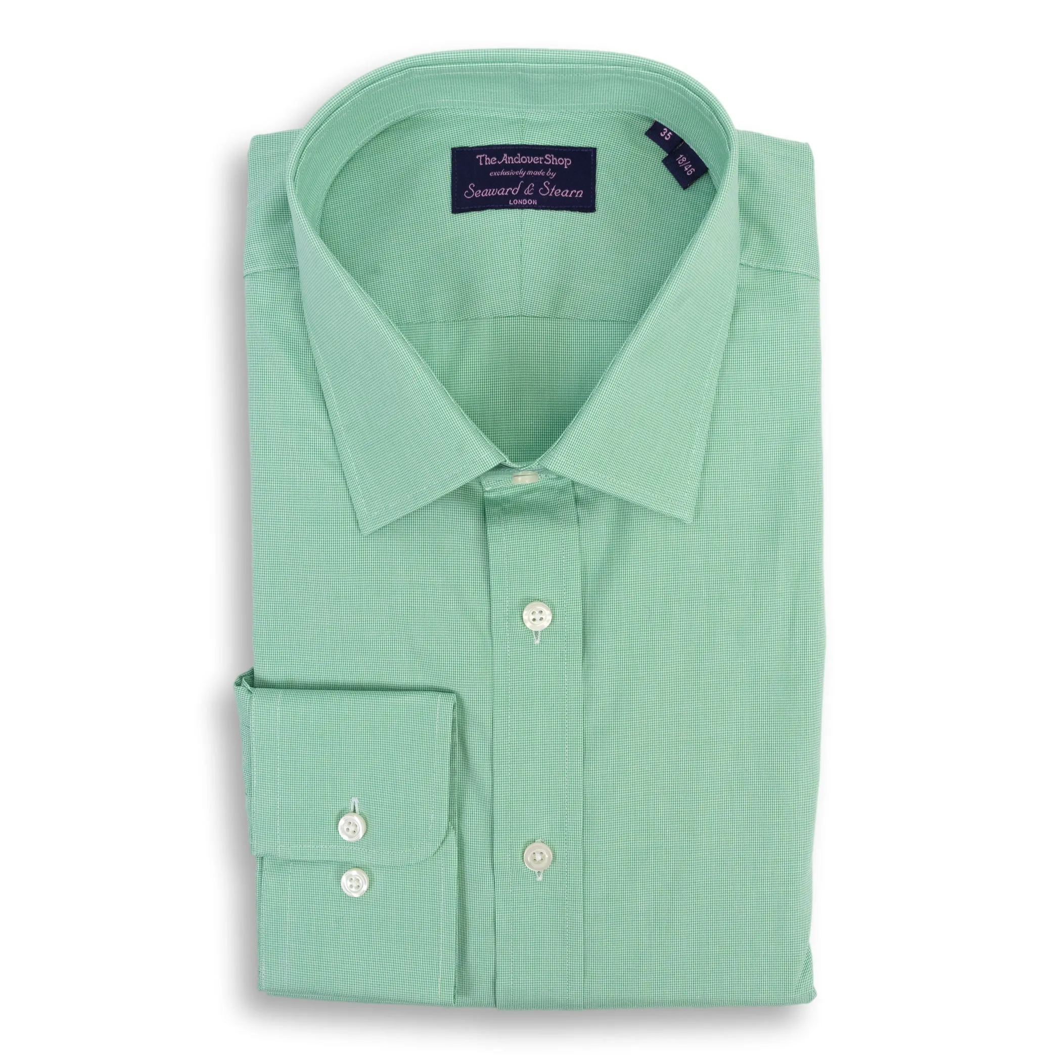 Green Micro Houndstooth Spread Collar Dress Shirt sold by The Andover Shop