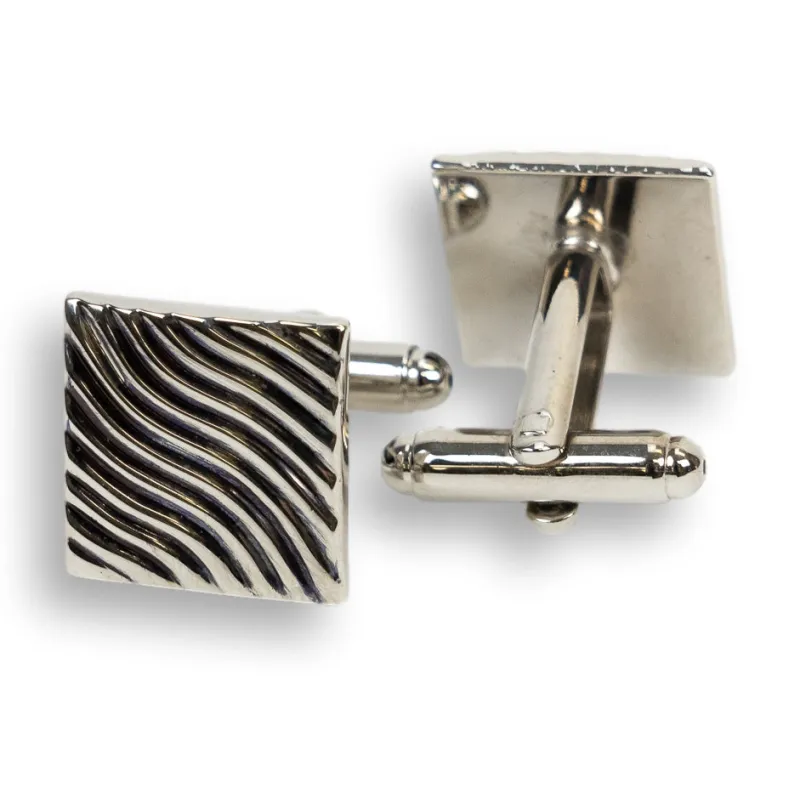 Silver Zebra Stripe Cufflink sold by The Andover Shop