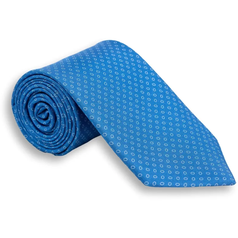 Small White Circular Pattern Silk Print Tie sold by The Andover Shop